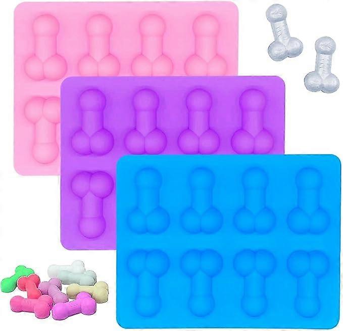 Ice Cube Mold, 3 Pieces Funny Silicone Ice Cube Trays, Silicone Ice Cubes, Mini Ice Cubes, Novelty Shape Mold Suitable for Birthday Party Whiskey Dec