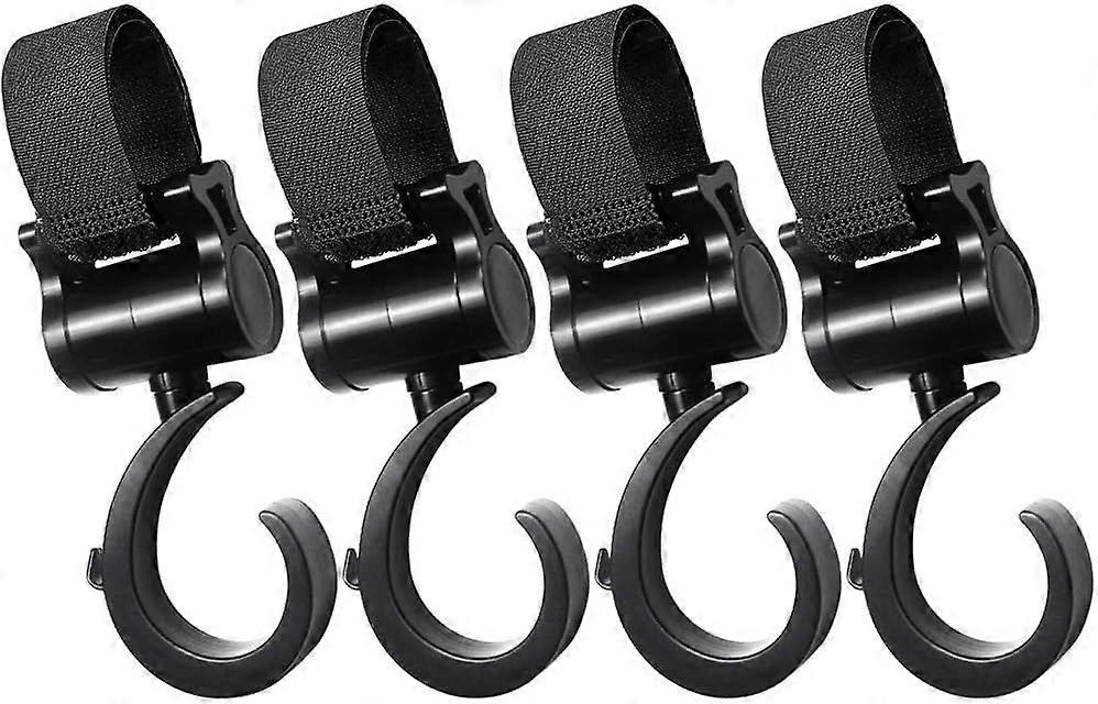 4 Pack Multifunctional Stroller Hooks, 360? Rotating Stroller Hanger for Hanging Shopping, Bags and Pouches on a Pram, Universal