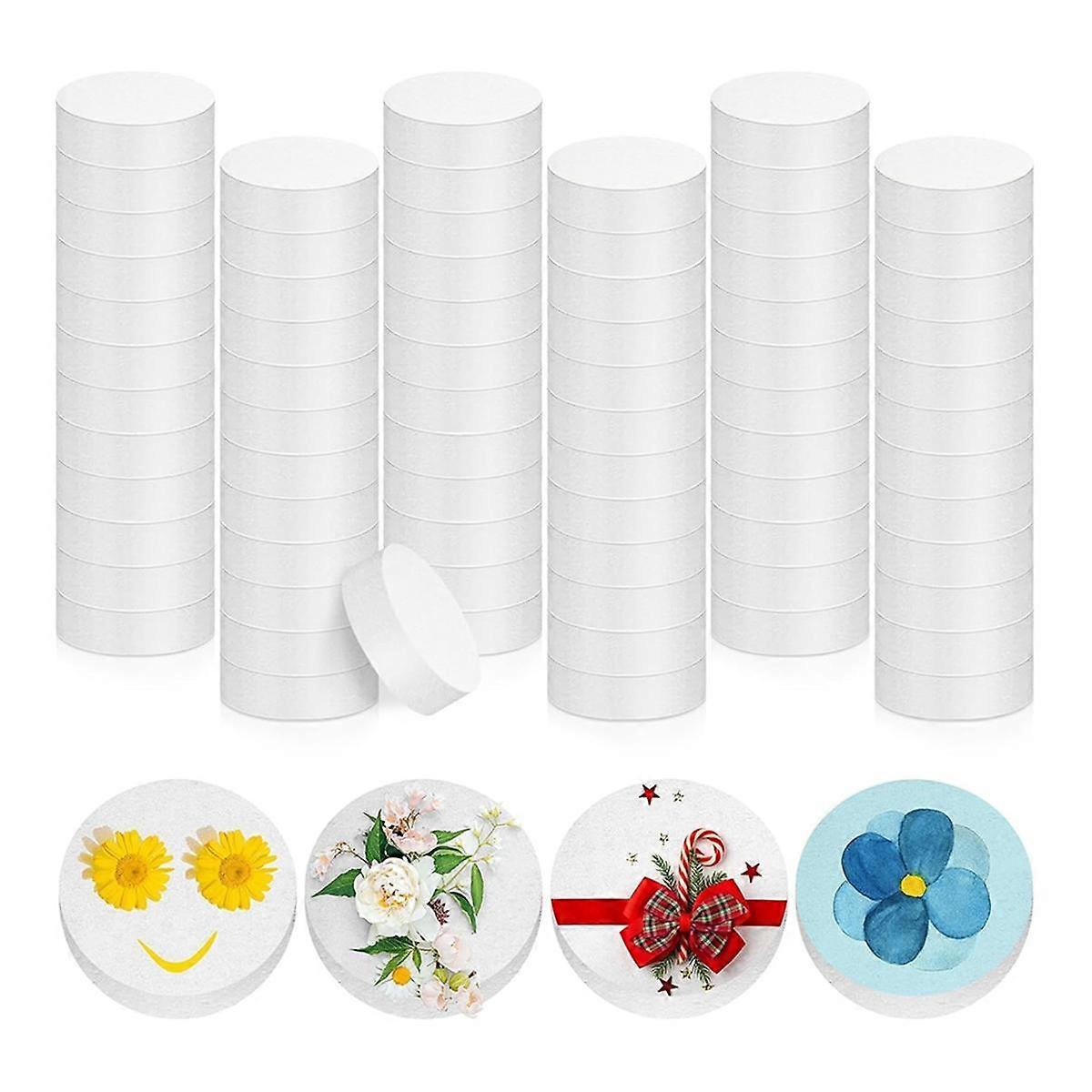72Pcs 3 Inch Foam Circles 1 Inch Thick Round Polystyrene Discs White Foam Cylinders Foam Blocks for