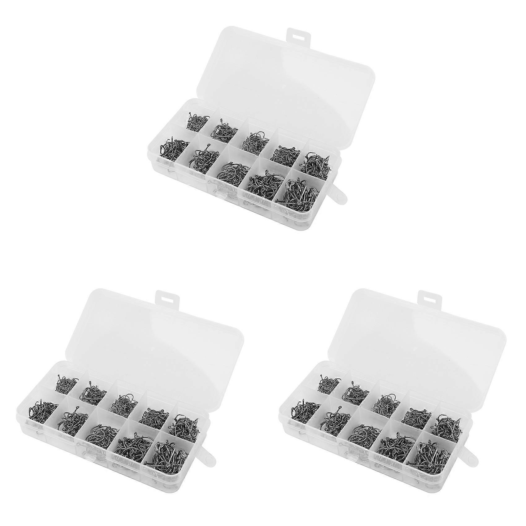 1500Pcs Mixed Size 3-12 High Carbon Steel Carp Fishing Hooks Pack with Hole with Retail Box Jigging