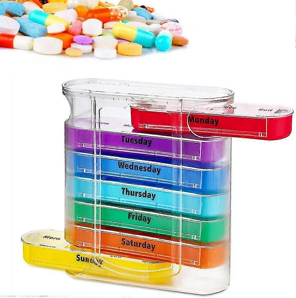 Weekly Stackable Pill Box Organizer,7 Day Pill Organizer 4 Times A Day,weekly