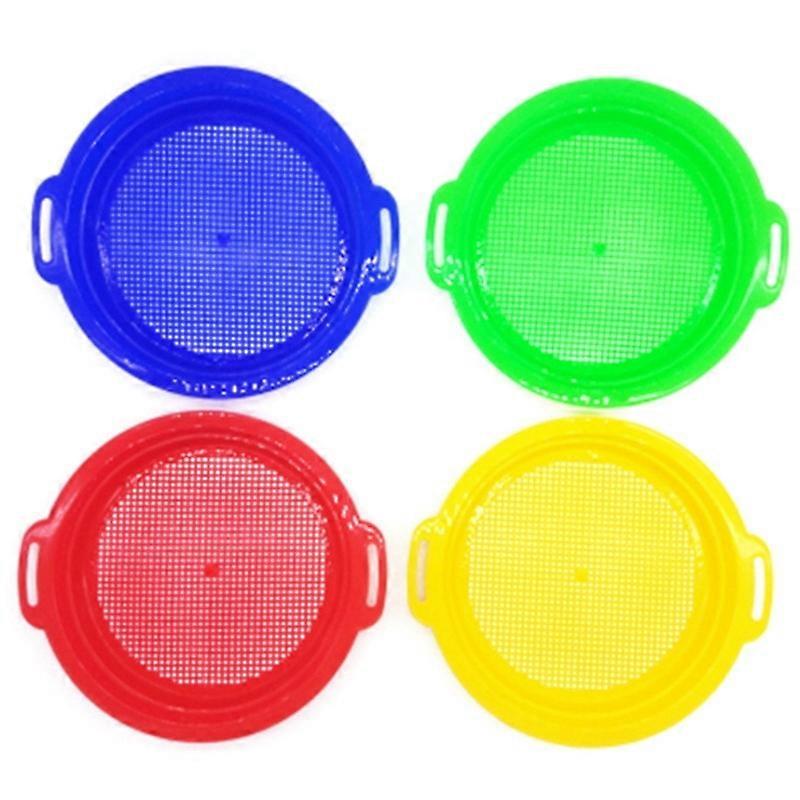 4PCS Stop Sand Sifter Sieves Toy For Sand Beach 4 Pack Set Red Blue Yellow Green For Children Kids
