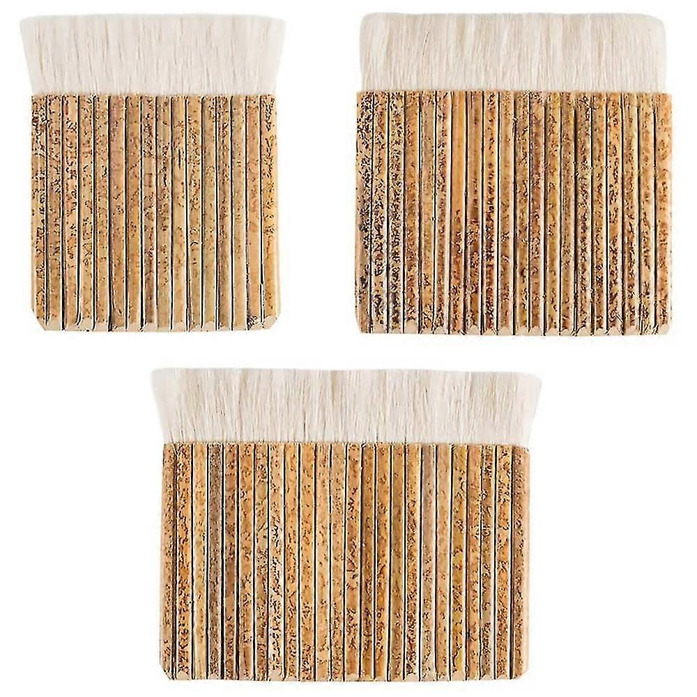 3サイズの羊の毛のヘイクブラシ竹のハンドル柔らかいブラシの陶器の絵画のドローインのためのラテックス塗るブラシ
