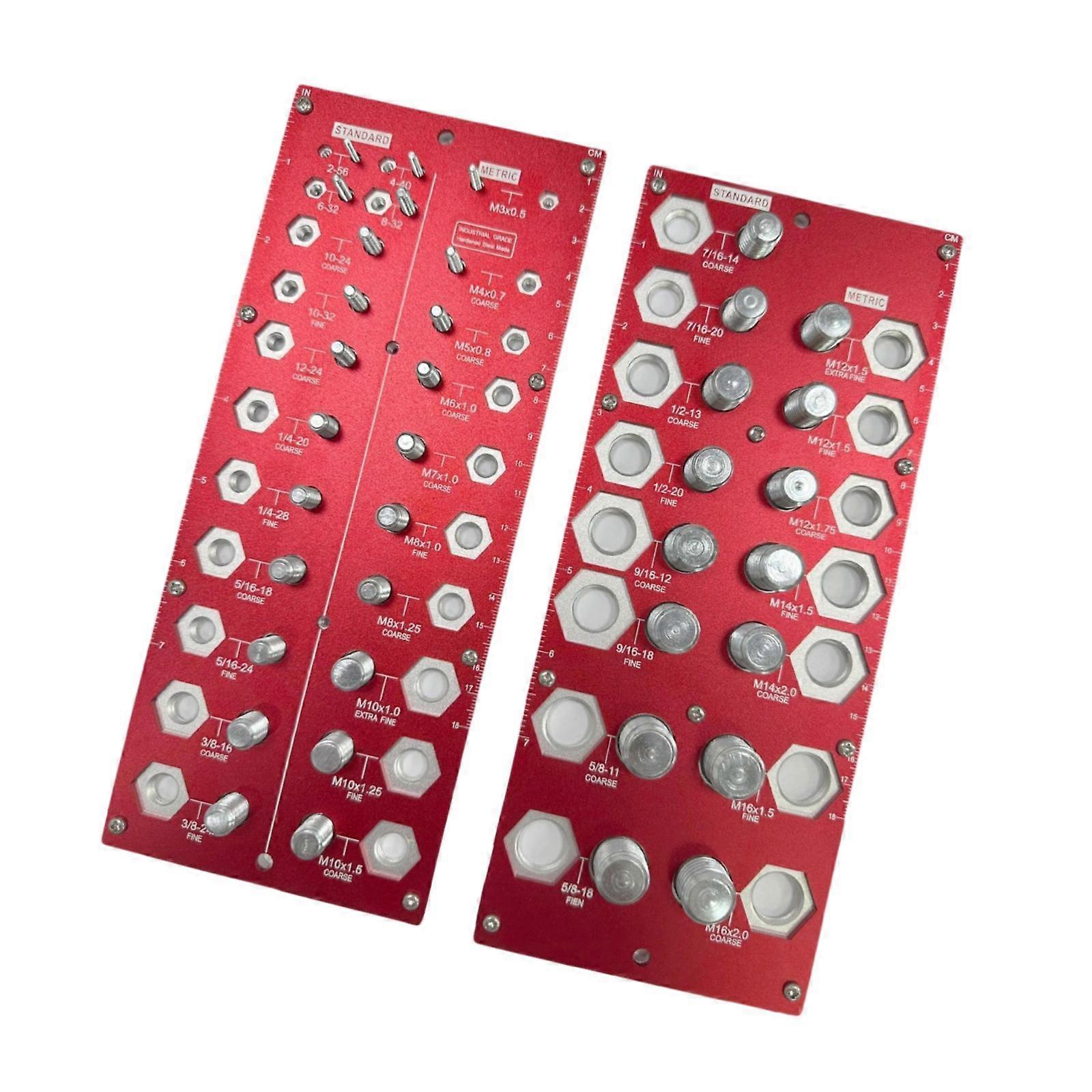 2 Pieces Thread Checker Plumbers Car Portable Sizing Tool Thread Gauge Red