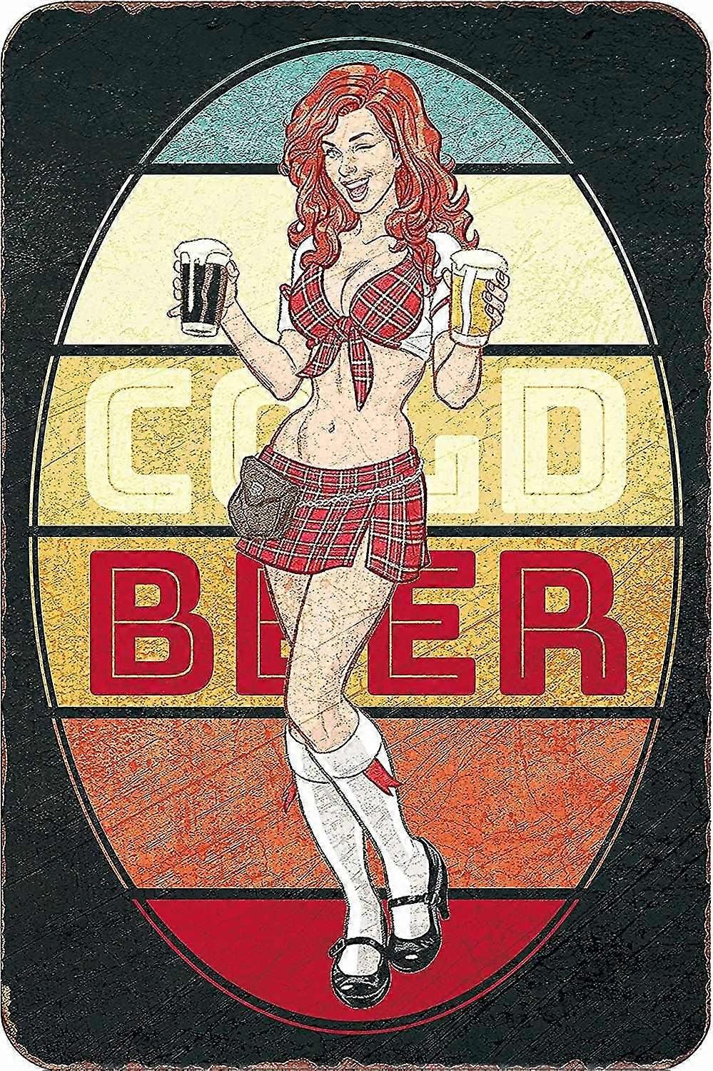 Pin Up Girl Bar Metal Wall Decor Tin Sign Vintage Metal Signs For Home Bar 8x12 polegadas OU 12x16 polegadas M