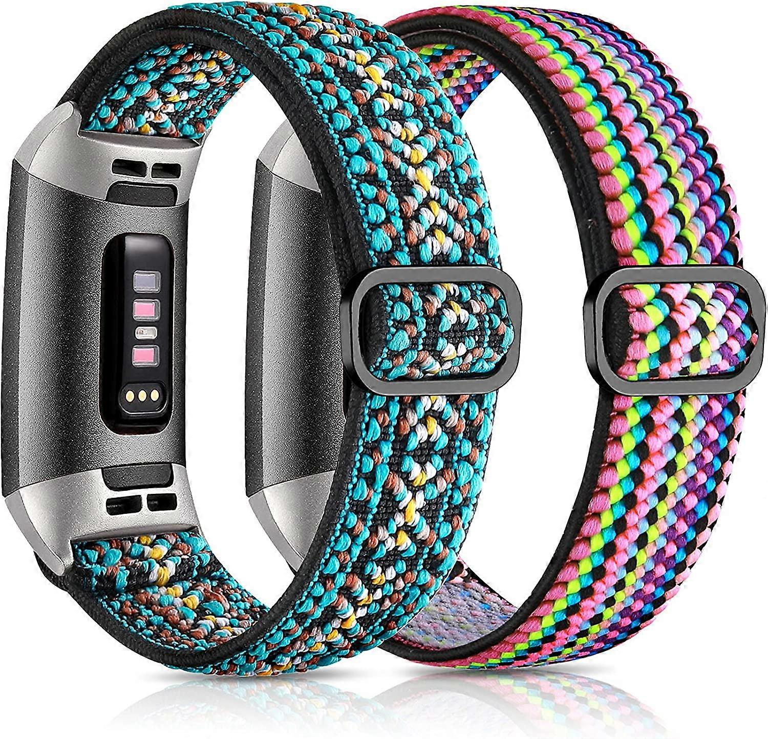2 Pack ελαστική ταινία για Fitbit Charge 4/Charge 3SE/Fitbit Charge 3 ζώνες για γυναίκες άνδρες, ρυθμιζόμενη ελαστική αναπνεύσιμη αντικατάσταση μοτίβου υφάσματος νάιλον