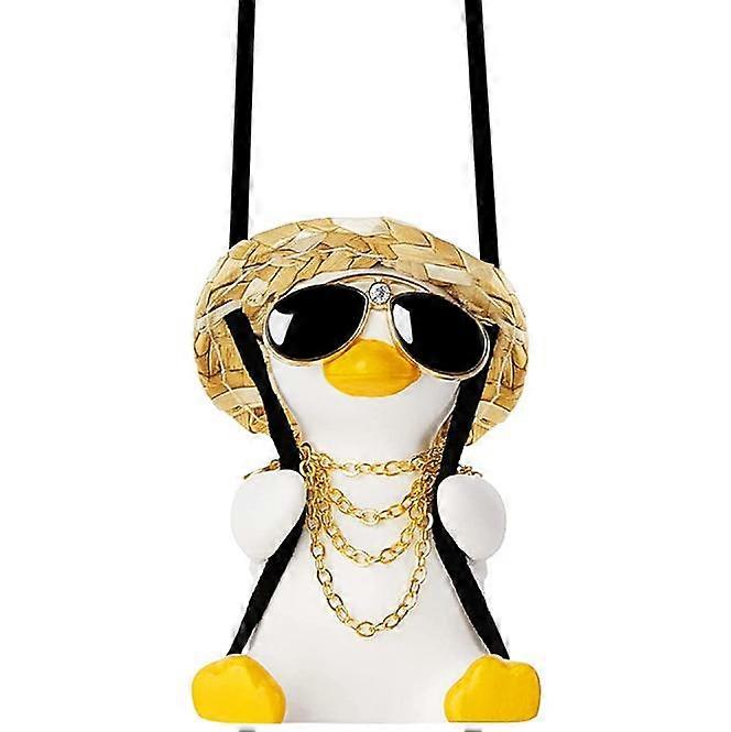 Swinging Duck Car Hanging Ornament Cute Swing Duck Car Pendant Decoration Flying Duck Rearview Mirror Accessories for Car Mirror Car Interior Decorati