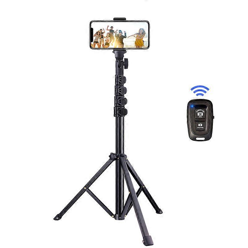 160cm Aluminum Smartphone Tripod, Extendable Tripod and Selfie Stick, Phone Tripod with Remote Control and Holder for iPhone, Samsung and All Types of