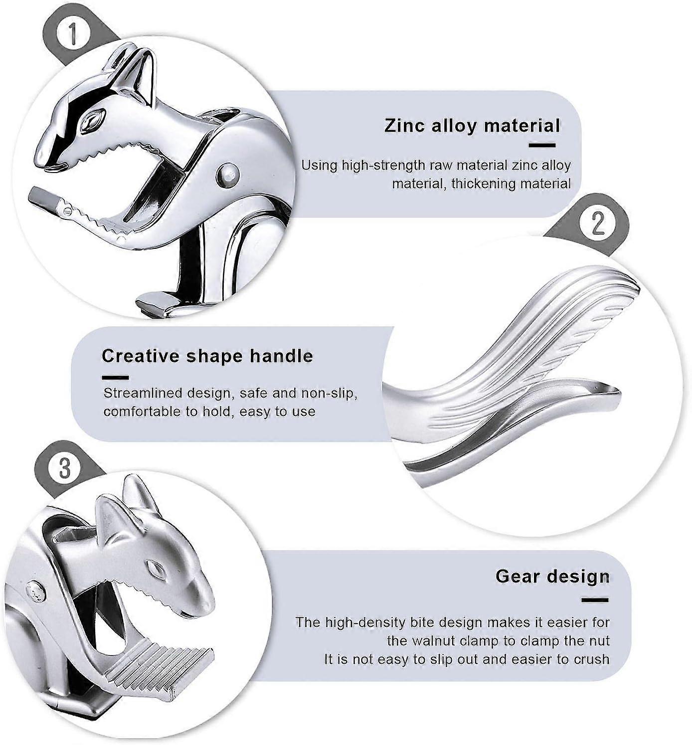 Nutcracker, Nutcracker Walnuts, Zinc Die-Cast, Effort-Saving Opening Nuts, Metal, Lever, Silver, For Nuts Shellfish Seafood Crab Leg