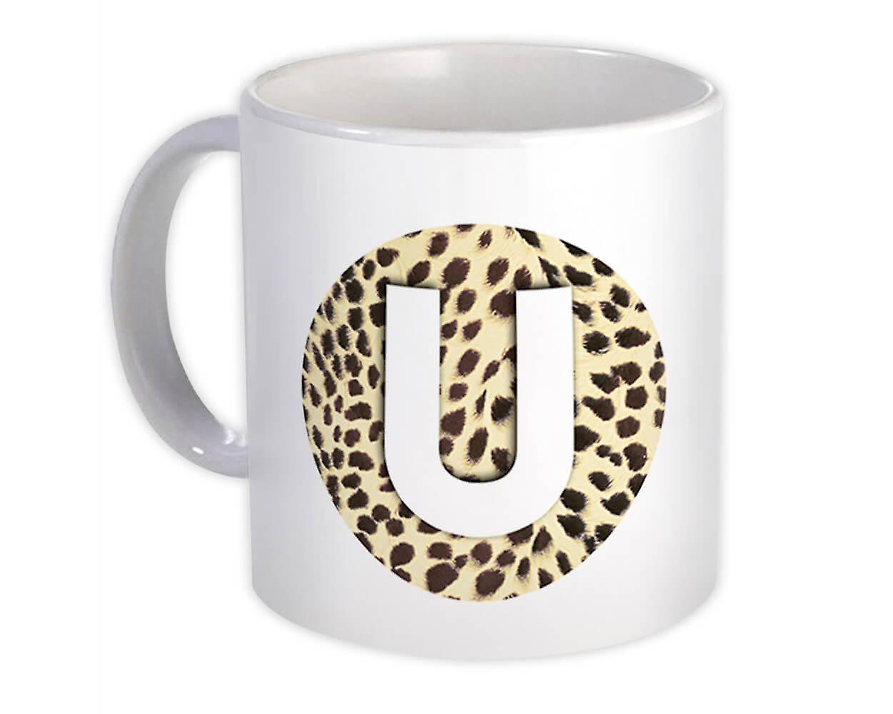 Presentmugg: Monogram Letter U Cheetah