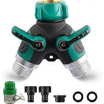 Divisor de mangueira de 2 vias, conector de mangueira de jardim de 2 vias Torneiras de água Distribuidor de 2 vias com alça ajustável e travável3/4"-WG