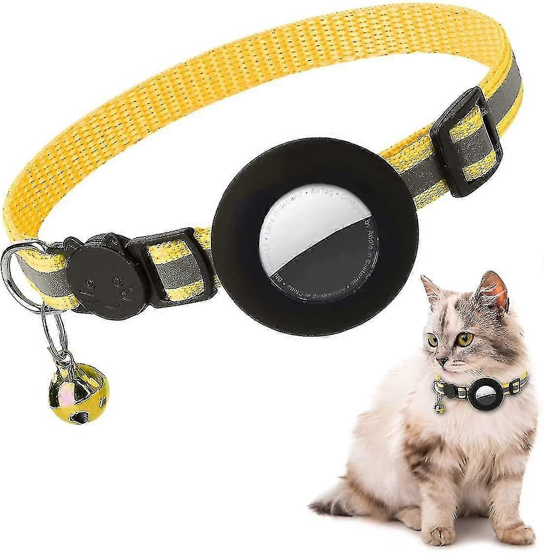 Airtag Cat Collar, Reflective Airtag Cat Collar With Bell And Silicone Waterproof Airtag Holder