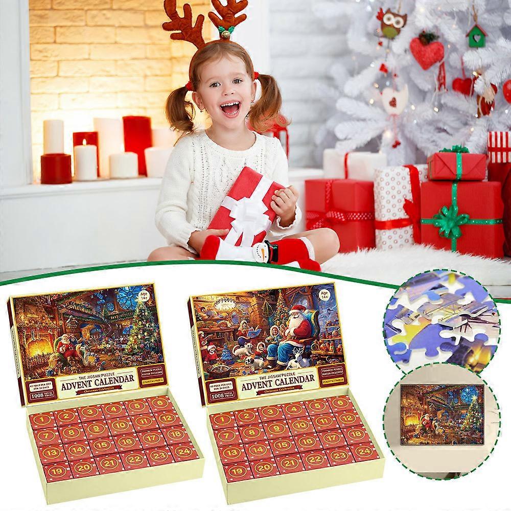 Christmas Creative Blind Box Puzzle 1008 Pieces Countdown 24 Zone Small Box Package