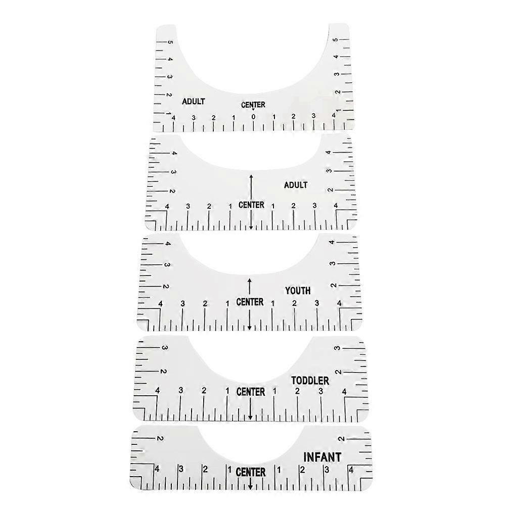 5 PCS T-Shirt Rulers Guide Shirt Alignment Tool Sewing Centering Guide for Vinyl Shirts with Size Chart Built HTV Alignment Tool