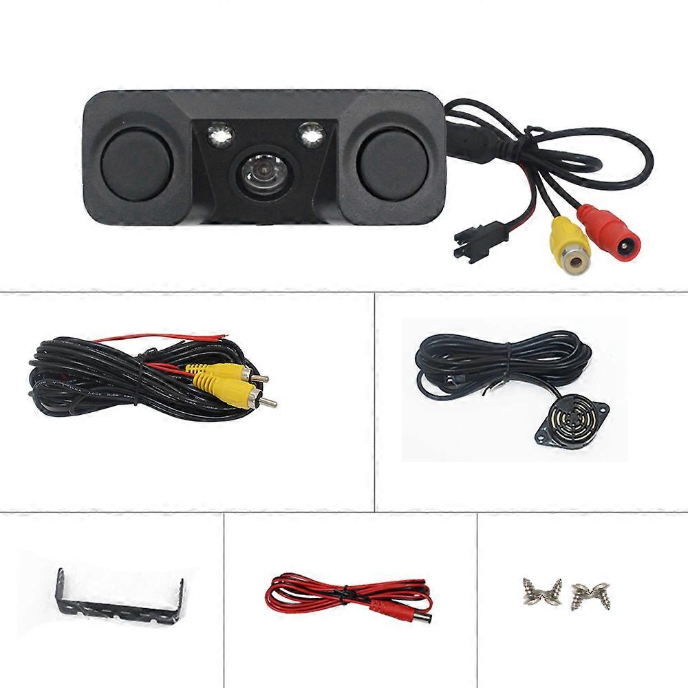 Telecamera posteriore per auto 3 in 1 Telecamera retrovisore retromarcia per auto con cicalino e sensore radar 170 Angolo Assistenza al parcheggio auto