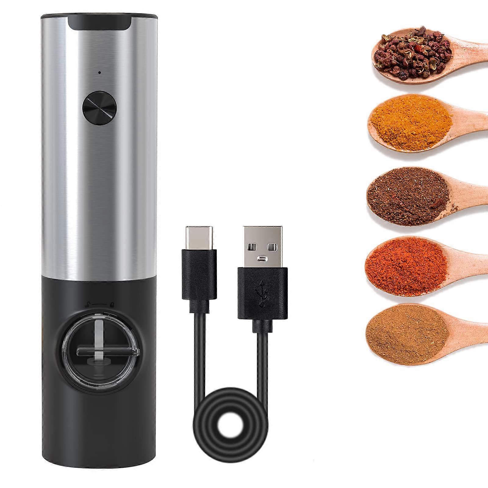 Akumulatorowy elektryczny młynek do pieprzu Młynek do soli z USB typu C, światło LED