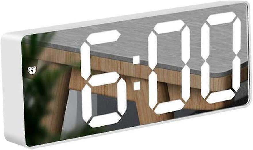 Mirror Alarm Clock LED Digital Clock with Temperature & Date Calendar, Snooze, Adjustable Brightness