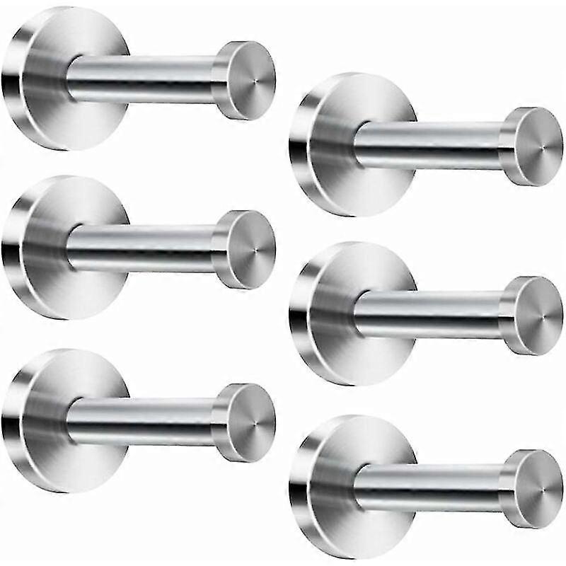 Stainless Steel Wall Hooks Wardrobe Hooks Wall Robe Hooks Chrome Plated Round Base 6 Pcs