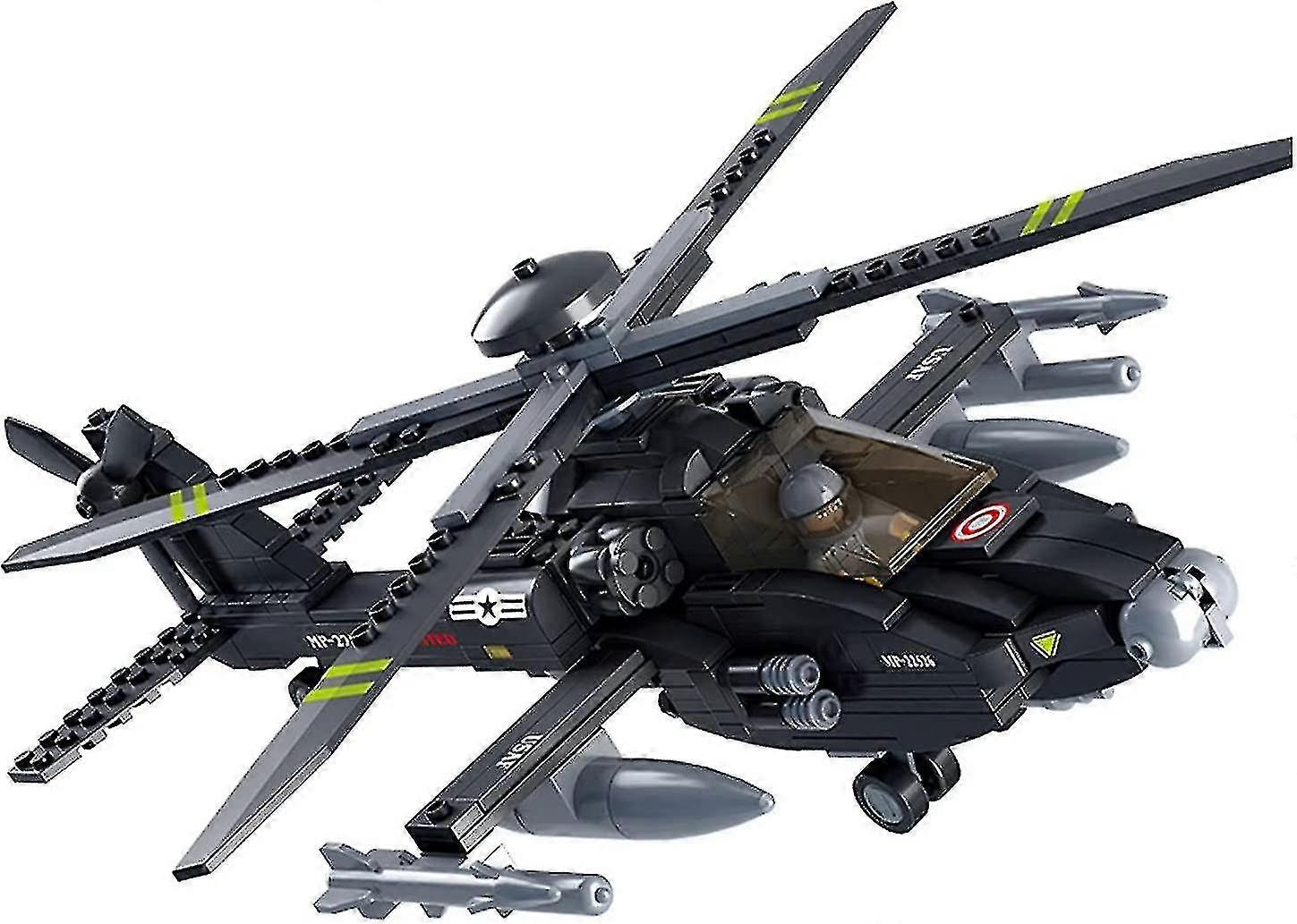 Military Blocks Army Bricks Toy - Ah-64 Apache Helicopter - Ya