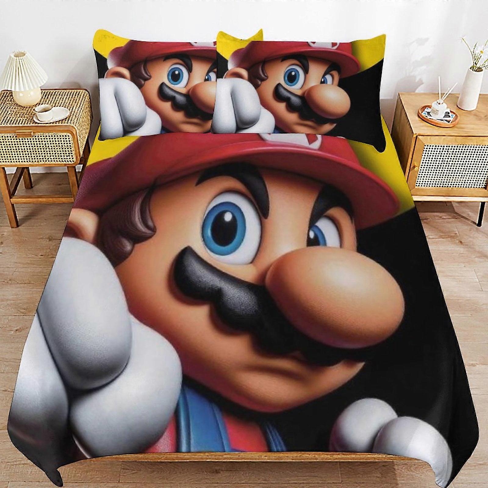 Bedding set JP248 Super Mario 3-Piece Comforter,Super Mario Bedding Set, Soft Microfiber Duvet Cover Set with Zipper Closure TH248