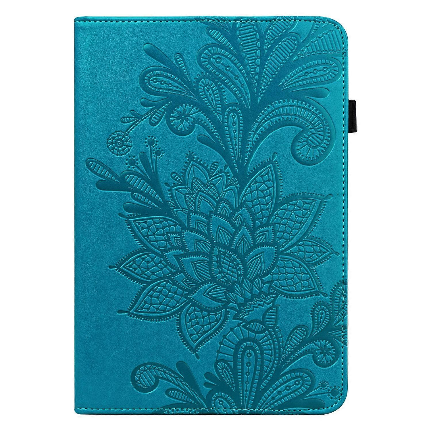 Tablet Case Lace Flower Embossing Pattern Leather Tablet Case For Lenovo Tab P11 Plus(Blue)