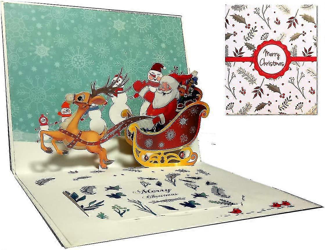 3d Christmas Cards, Pop Up Card Christmas Greeting Card, Envelope Included, Christmas Gift Card, Santa Claus