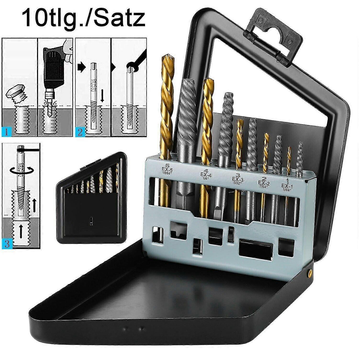 10-piece drill left-hand extractor screw remover extractor set screw extractor