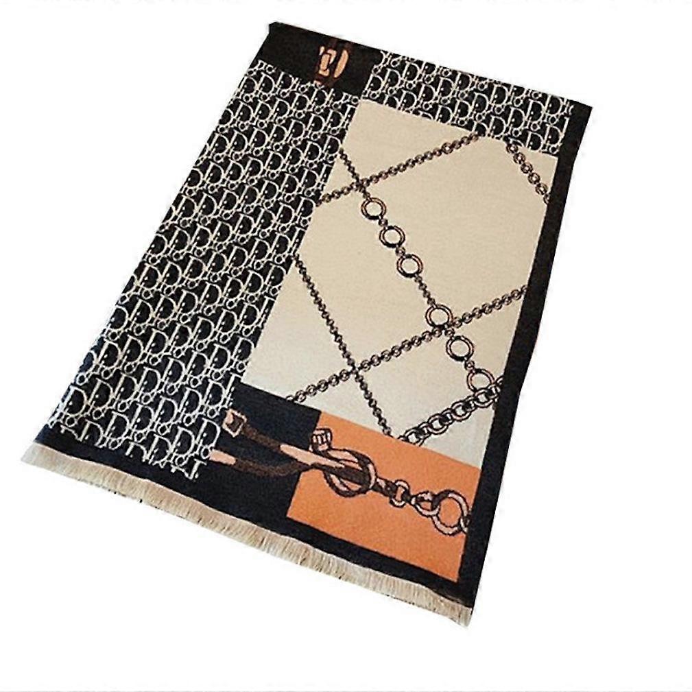 Pashmina Scarf with Letter Printing Oversized Shawl Fashion Warm Wrap Thicken Scarf for Lady