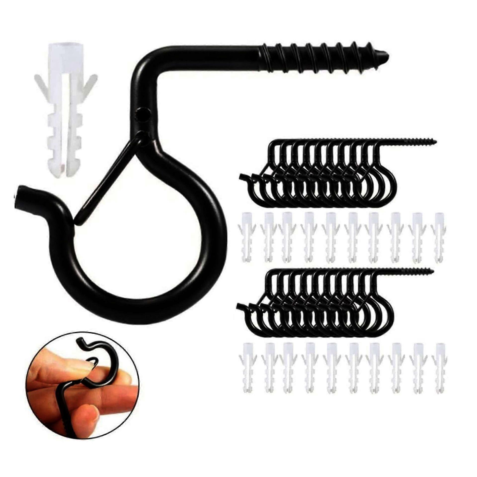 12PCS Black Picture Holder Kit Stainless Steel Frame Fasteners Picture Hanger Hooks Picture Hanging Mirror Hooks Assorted Picture Wall Hooks