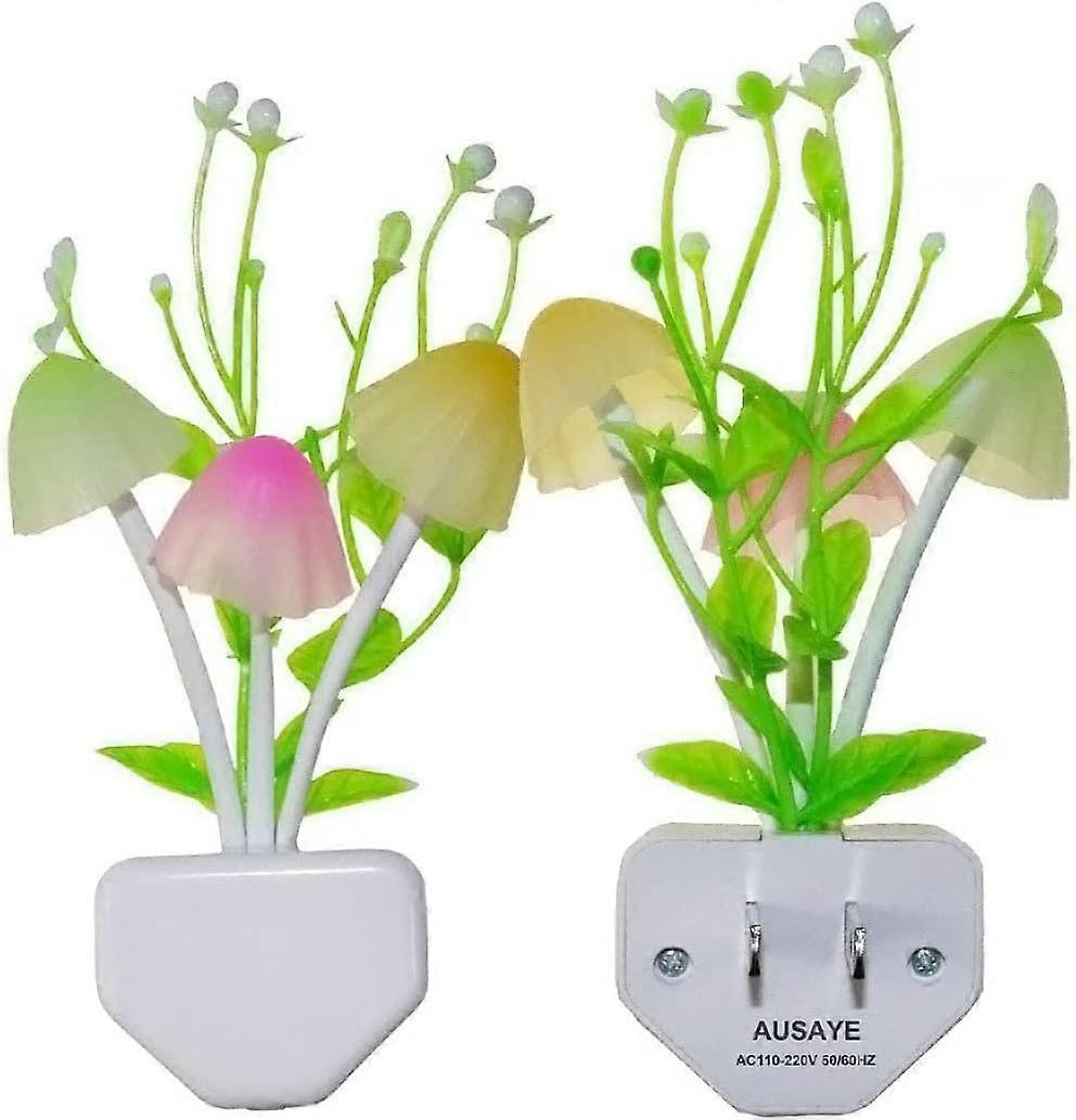 2 Pack LED Sensor Night Light Plug-in Night Light Color Changing Lamp Mushroom Decor
