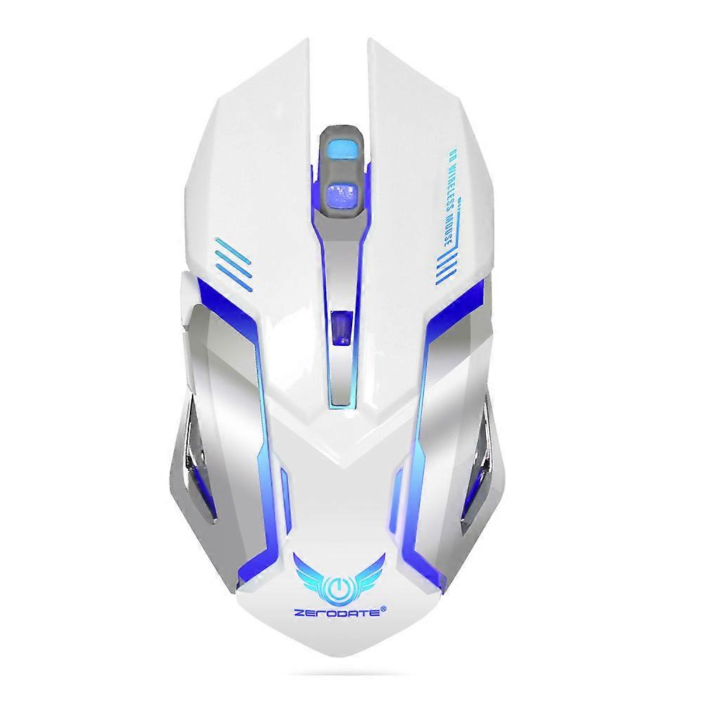 Gaming mouse, ergonomic design 2.4G rechargeable wireless mouse with USB receiver, suitable for notebook computer accessories-(white)
