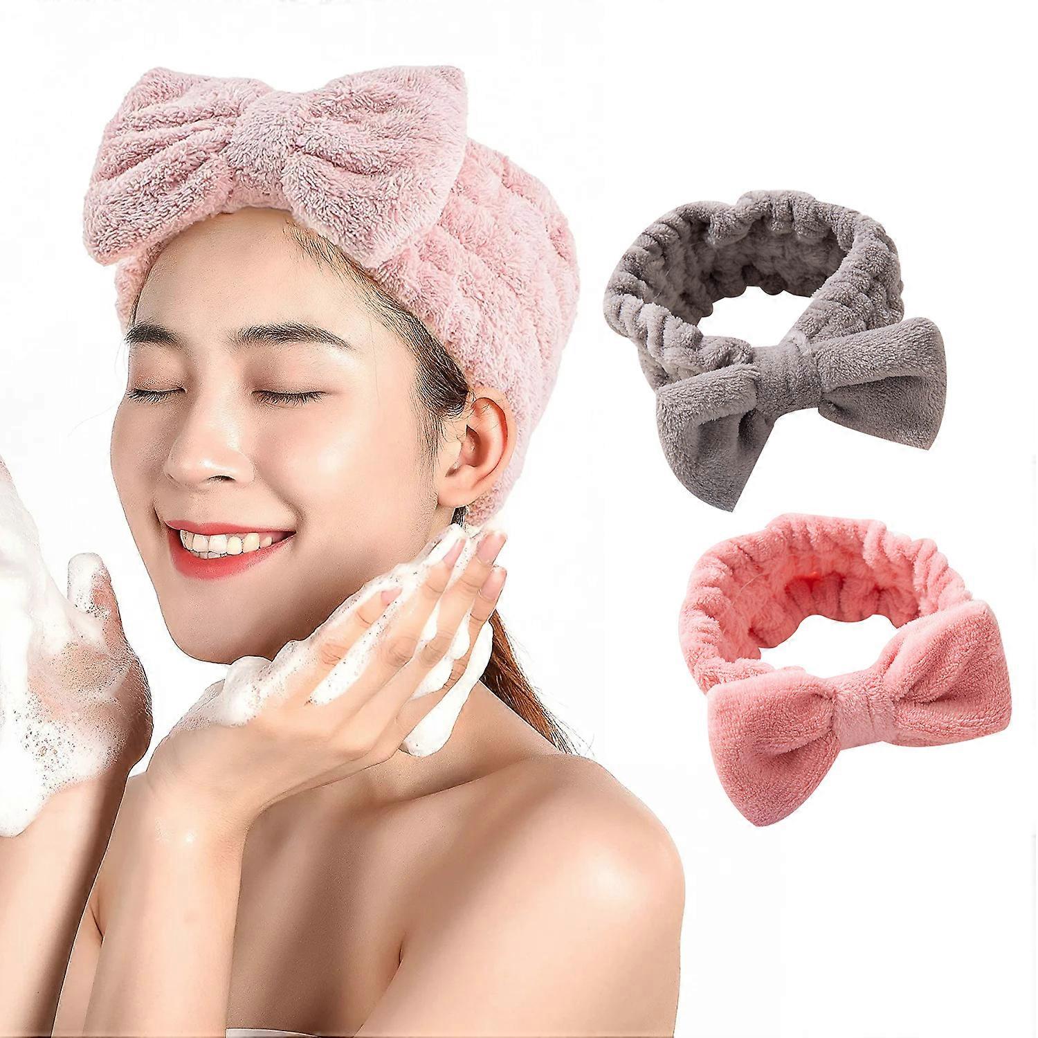 2 Pack Microfiber Bowtie Headbands Makeup Headbands Skincare Headbands