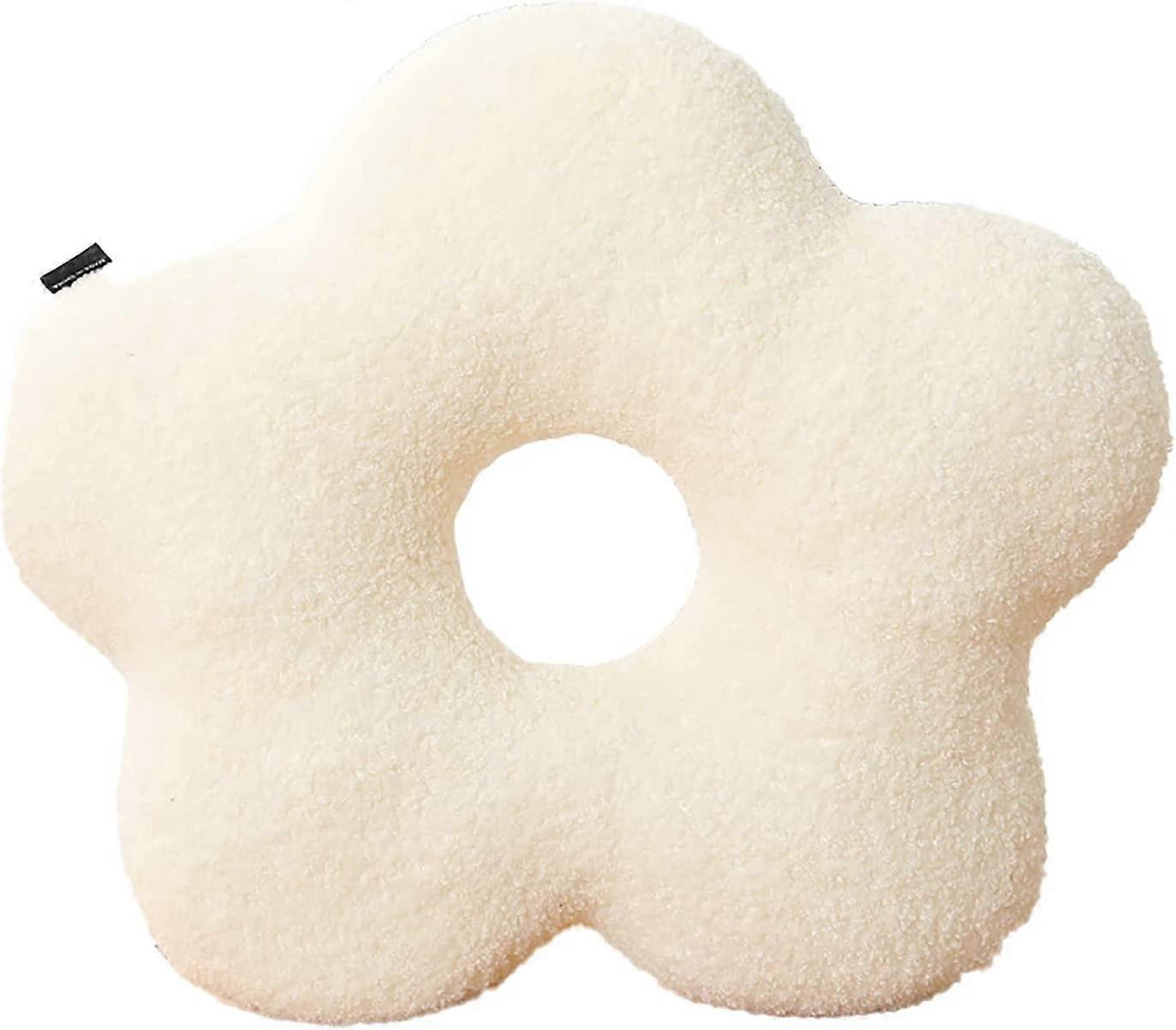 Nordic Style. Flower-Shaped and Ball Throw Pillows. Sofa Cushions. Plush Throw Pillow.(Flower 45cm (17.71inch), White Flower)