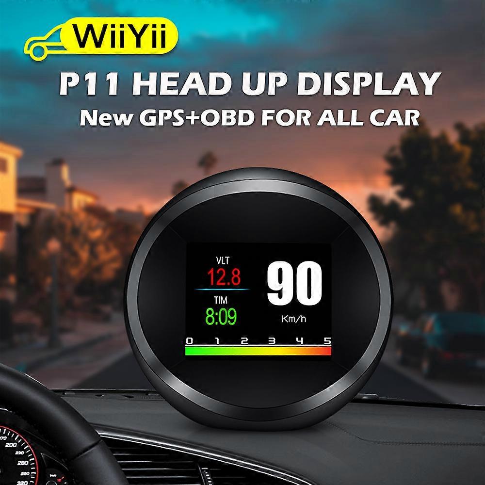 WiiYii P11 OBD2 GPS Auto  HUD Display Car Speedometer Turbo Boost Temp Eletronicos Gauge Code Reader Car projetor