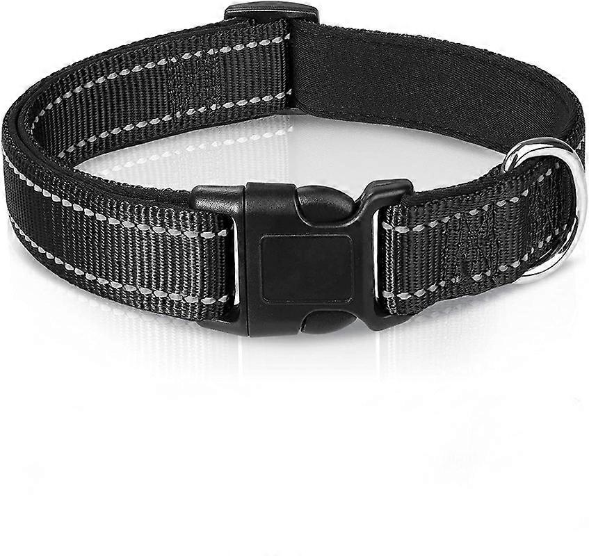 Adjustable Dog Collar Soft Padded Neoprene Nylon Dog Collar Reflective Collar Breathable Adjustable with Dog Tag