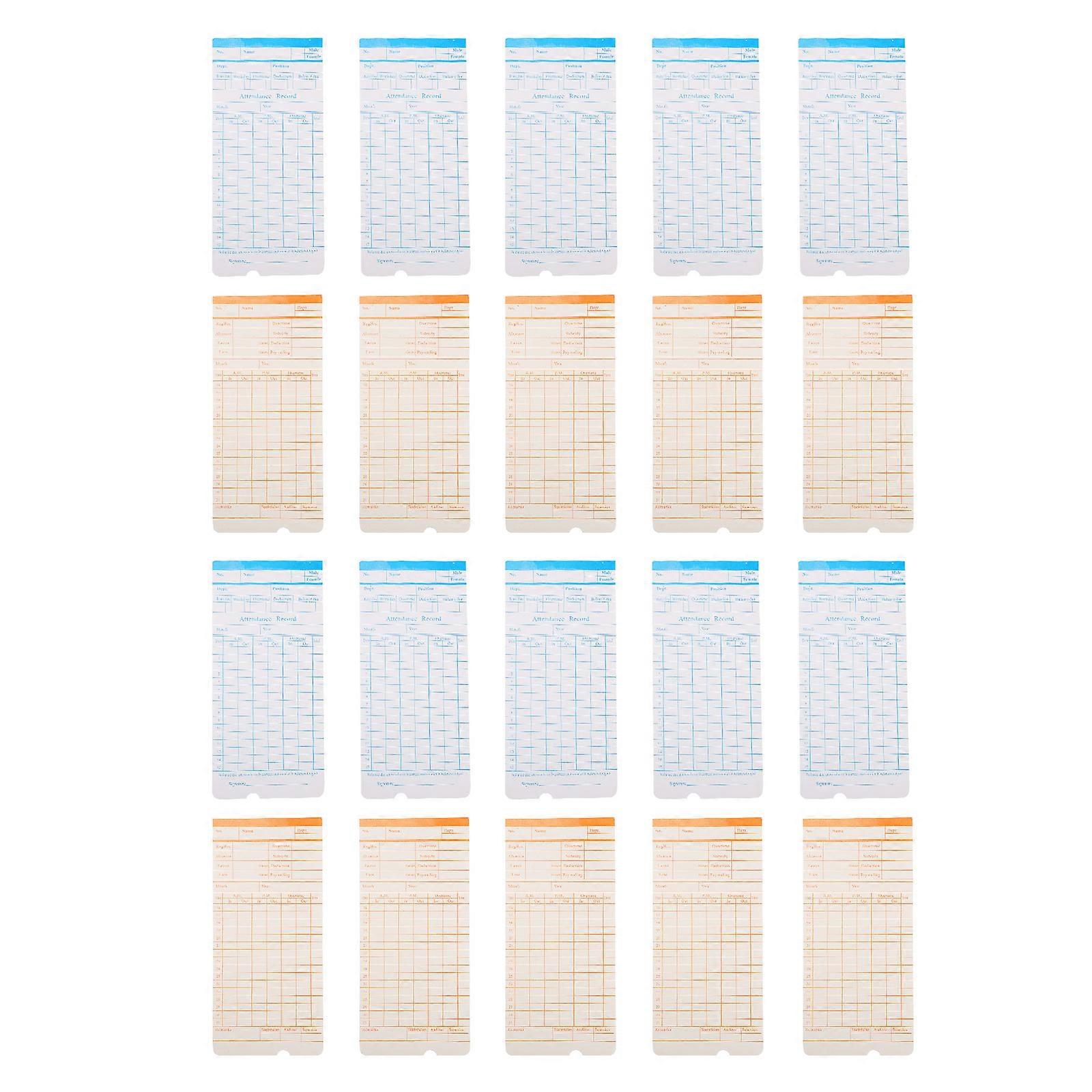 100 Sheets Fingerprint Time Clocks Employees Clocking Time Cards Weekly Time Cards Fingerprint Cards Sheet Work Time Clock