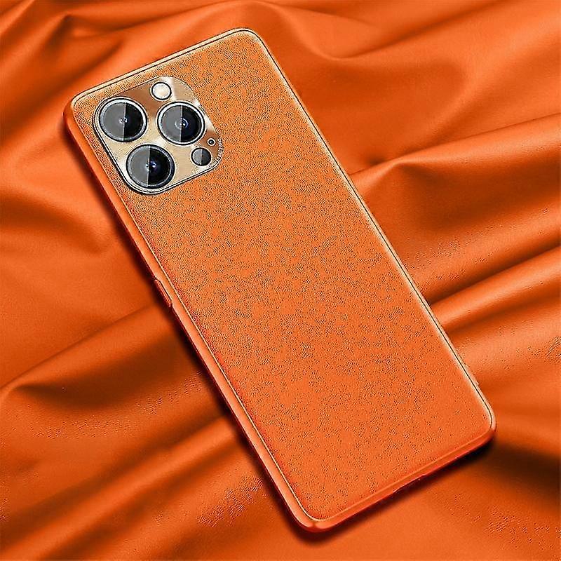 For Iphone 12 Pro Max Plain Skin Leather Case(cyan)