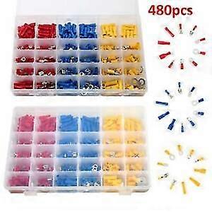 480 Pcs Electrical Wire Terminals Assortment Set Insulated Crimp Connectors Spade 30 Types Of Connection Terminal Sets