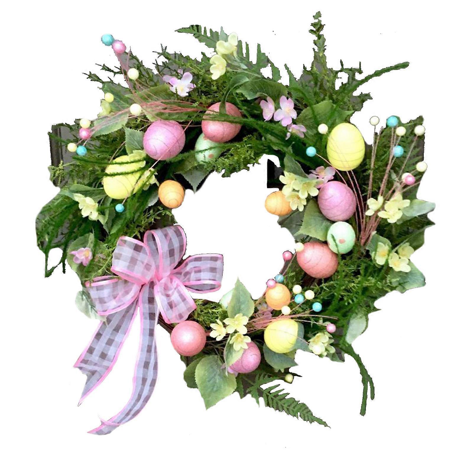 New-Style-Easter Spring Front Door Wreath - Spring Easter Egg Pastel Wreath Garland