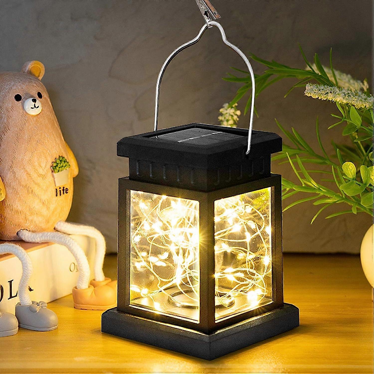 Solar LED Lanterns, Solar Powered Portable Hanging Lights with 30 LEDs, IP44 Waterproof, for Garden, Balcony, Yard, Driveway, Fence, Driveway, Tree, T