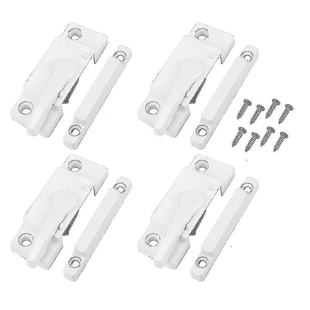 Window Sash Locks, 4 Pack White Window Sash Locks & Latches Replacement For Anti-theft Protect Fami