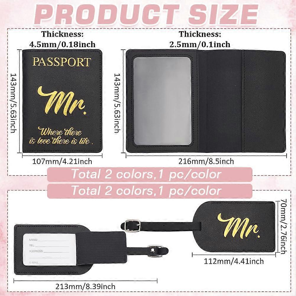 flintronic 2 x Passport Covers and 2 x Luggage Tags, Mr and