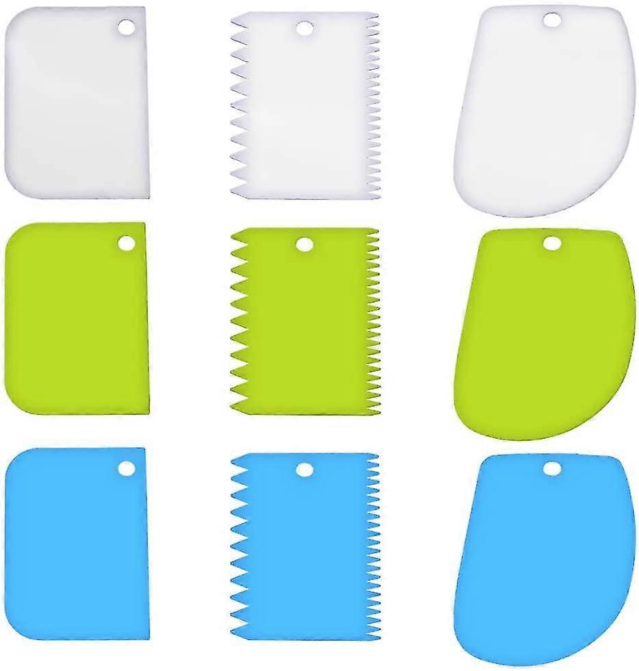 9 Pieces Cake Scraper Set Plastic Dough Scrapers Cake Smoothing Tool Used