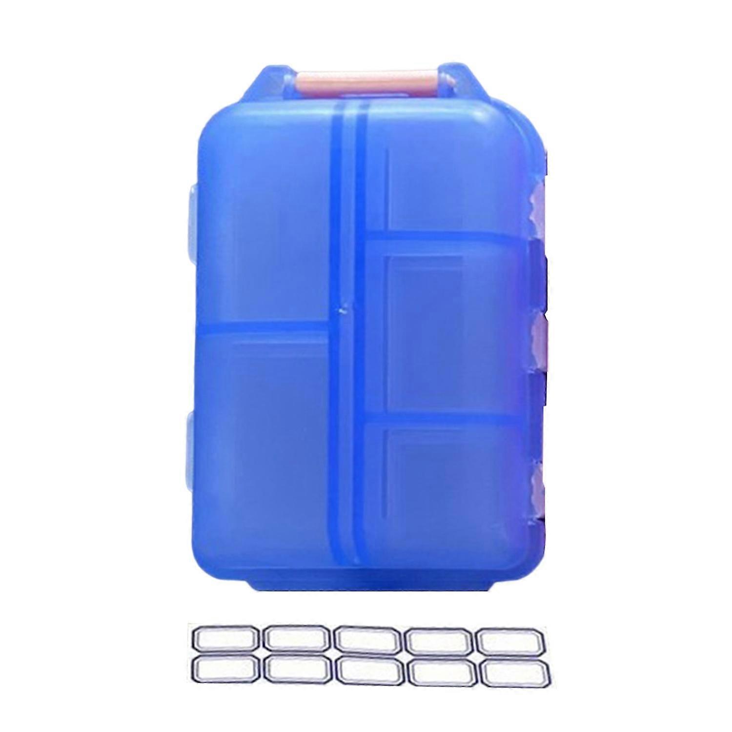 10 Compartments Pill Organizer with Labels Double Layers Portable Food Grade Travel Capsule Tablet