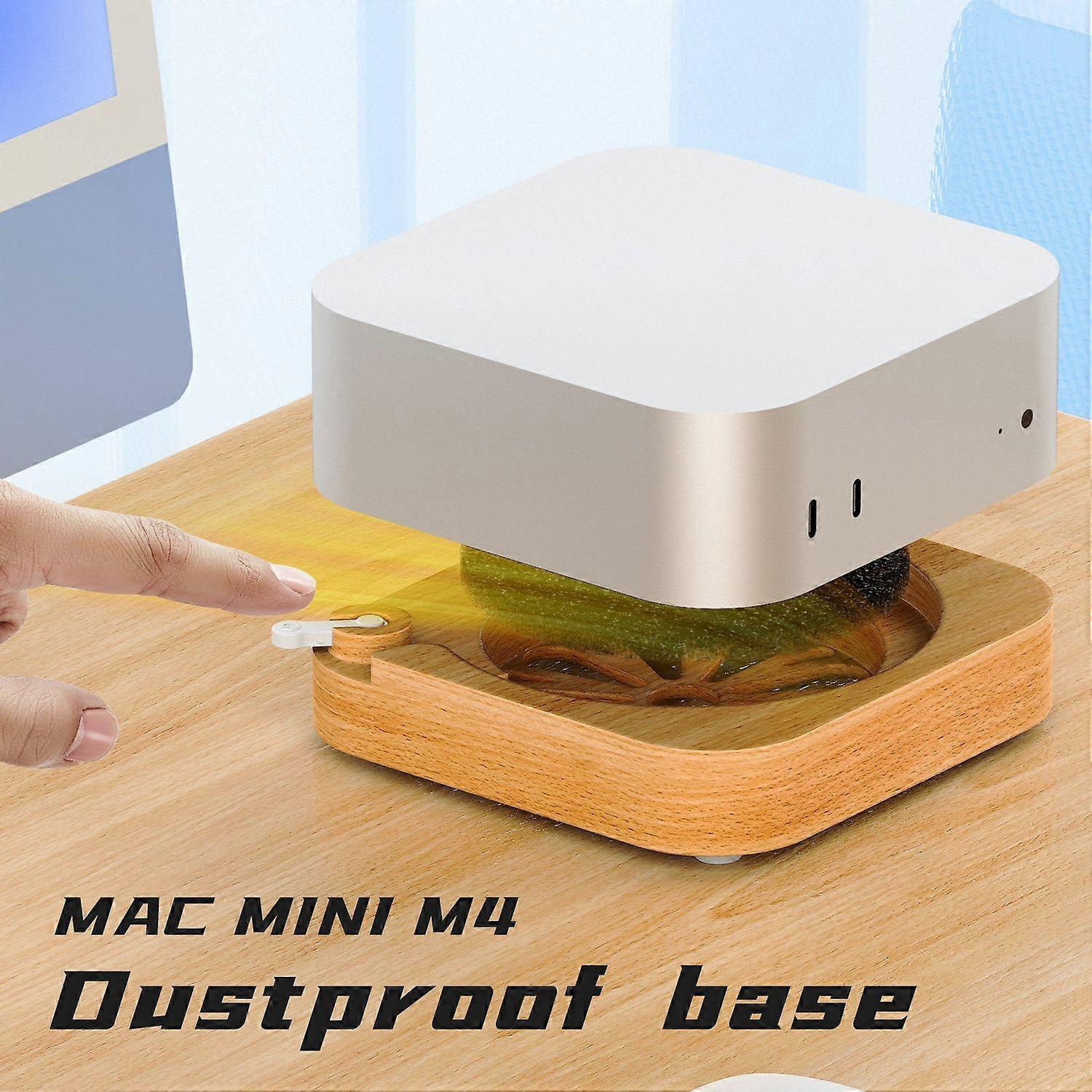 AJM4-F For Mac Mini M4 M4 Pro Mini PC Stand Anti-Dust Wood Cooling ...