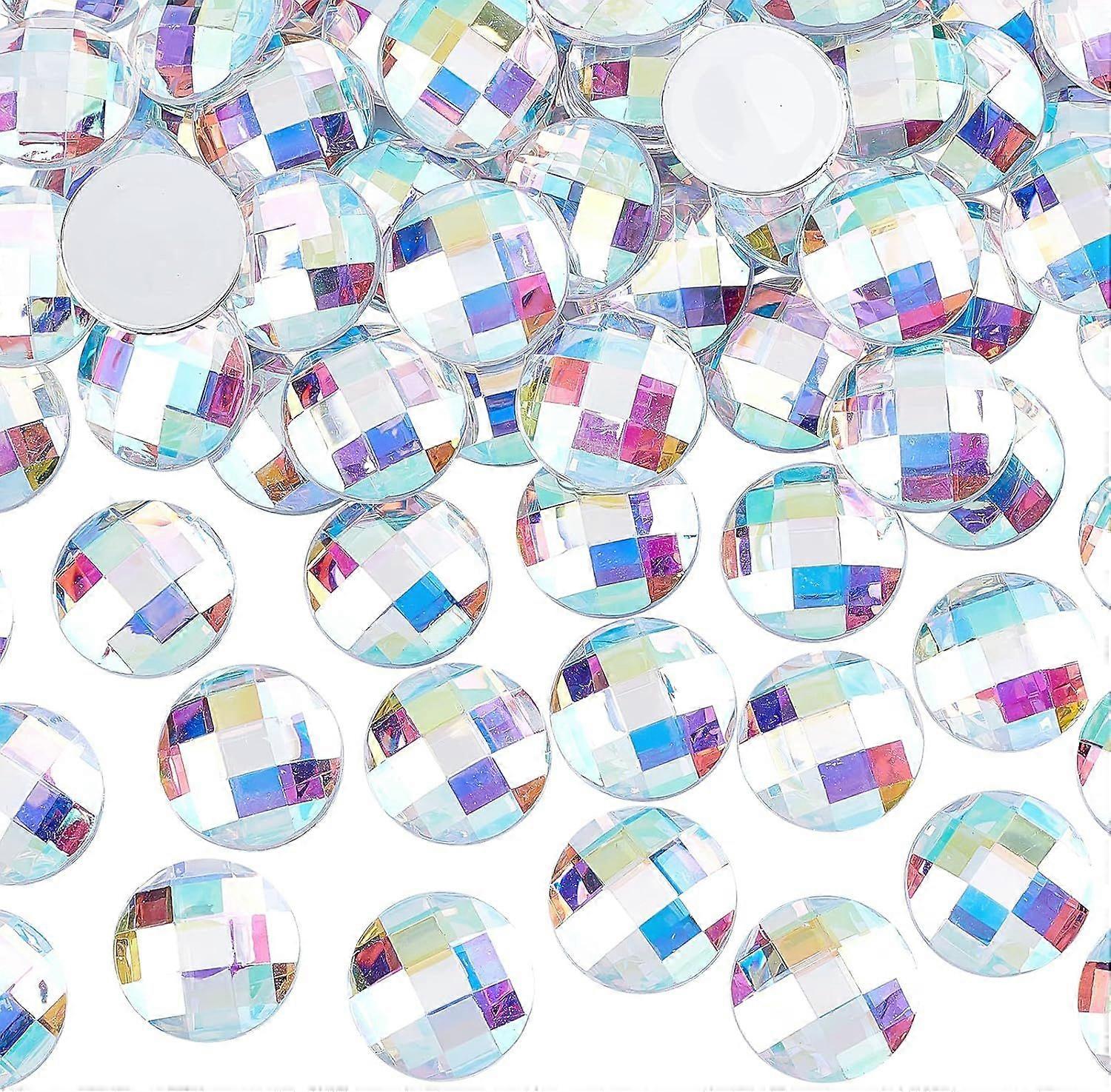 70 Pcs 25mm Large Flat Back Round Acrylic Rhinestone Gems with Container Clear AB Color Circle Crystals Bling Jewels Embelishments for Costume Making