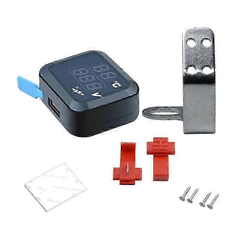 Motorcycle Thermometer Voltmeter USB Charging Port Temperature Voltage Meter
