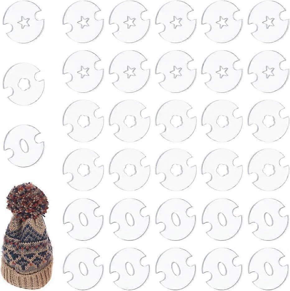 60Pcs Acrylic Pom Poms Buttons for Hats, 3 Shapes Knitted Hat Making Fastener Tool Pom Pom for Knitted Hat, Hat Pom Pom Holder Removable Pom Pom Faste