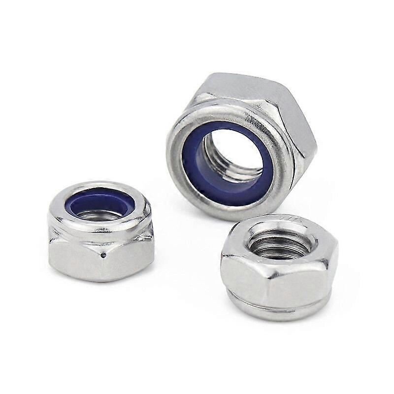 10Pcs M2 M2.5 M3 M4 M5 304 Stainless Steel Black Hex Nylon Insert Lock Nut Self-locking Nylock Nut L