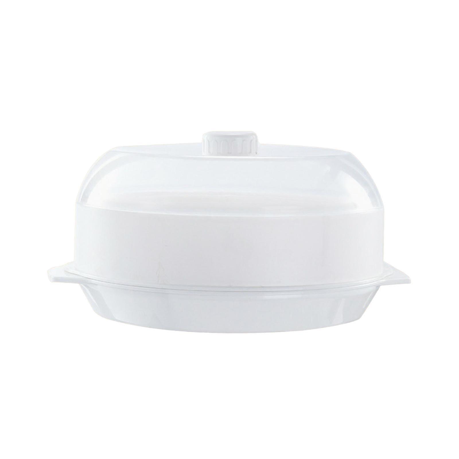 Microwave Food Steamer Stackable Food Container For Vegetables Kitchen Fish White Single Layer